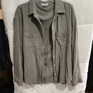 Oversized Army Green Button-down.